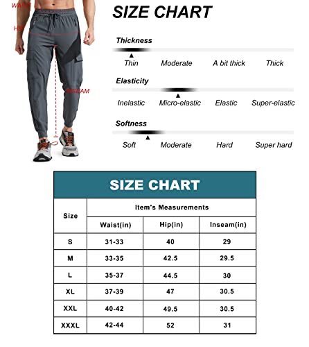 Libin Men's Lightweight Joggers Quick Dry Cargo Hiking Pants Track Running Workout Athletic Travel Golf Casual Outdoor Pants, Black L