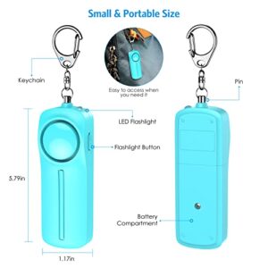 Safety Keychain Set for Women and Kids, 4 Pcs Safety Keychain Accessories, Safety Keychain Set for Girls with Safe Sound Personal Alarm, No Touch Door Opener, Whistle and Bottle Opener, Blue