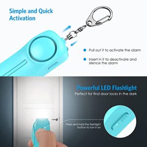 Safety Keychain Set for Women and Kids, 4 Pcs Safety Keychain Accessories, Safety Keychain Set for Girls with Safe Sound Personal Alarm, No Touch Door Opener, Whistle and Bottle Opener, Blue