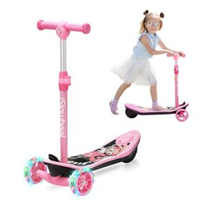 isinwheel mini electric scooter for kids ages 3-12, 3-wheel electric scooter for toddler boys/girls, electric kick scooter for kids with long battery life, flashing led wheels, 3 adjustable height