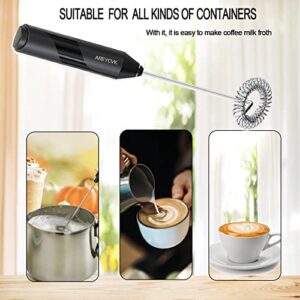 AREYCVK Handheld milk frother Small mixer for drinks Whisk Frother of Battery Operated,Stainless Steel Frother forlatte,cappuccino,hot,chocolate, Matcha(BLCAK)