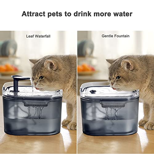 Petory Cat Water Fountain - Automatic Pet Water Fountain Cat Water Dispenser with Replacement Filters, 74oz/2.2L BPA-Free Water Fountain for Cats Inside with 2 Flow Modes