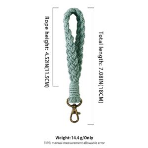 XGALBLA Soft Macrame Keychain Boho Handmade Wristlet Bracelet Keychain Country style Wrist Lanyard Handmade Weave Exquisite Holder for Women(Pea Green)