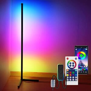 led floor lamp corner mood light rgb color changing mood dimmable/music sync with app & remote control for living room, bedroom, home, party decoration