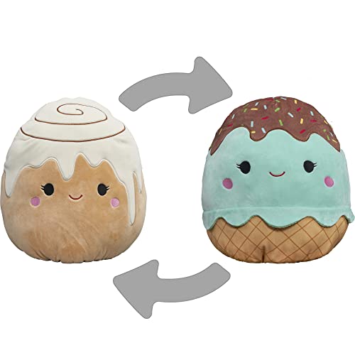 Squishmallows Flip-A-Mallows 12-Inch Mint Ice Cream and Toasted Cinnamon Roll Plush - Add Maya and Chanel to Your Squad, Ultrasoft Stuffed Animal Medium-Sized Plush Toy, Official Kelly Toy Plush