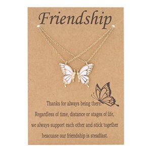 friendship necklace 2 best friend friendship gifts for women friends, butterfly matching bestie bff necklace gifts for girls women friends female long distance birthday christmas valentines day gifts (gold)