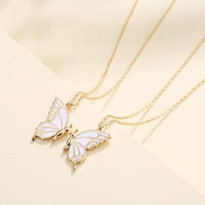 Friendship Necklace 2 Best Friend Friendship Gifts for Women Friends, Butterfly Matching Bestie BFF Necklace Gifts for Girls Women Friends Female Long Distance Birthday Christmas Valentines Day Gifts (Gold)