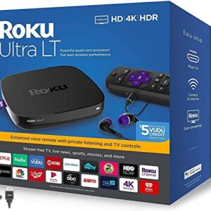 Ro-ku Ultra LT Streaming Media Player 4K/HD/HDR w/WULIC 4K HDMI Cable Black