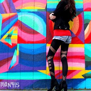 Millennials In Motion Y2K Patterned Tights Sheer Stockings Apocalyptic Alt Dark Fairy Grunge Goth Lolita (One Size, Cyberpunk)