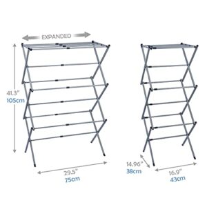 Finnhomy Pre-Assembled Clothes Drying Rack, Drying Rack Clothing, Expandable Laundry Drying Rack, Towel Rack for Indoor and Outdoor Use, 41.3" x 29.5" x 15", Grey
