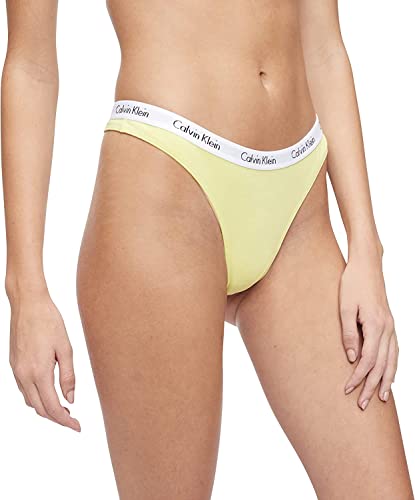 Calvin Klein Women's Carousel Logo Cotton Thong Multipack Panty, Coral Corsage/Cyber Green/Grey Heather, Small