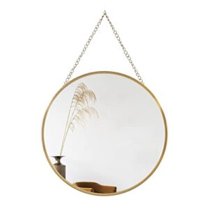 hanging circle mirror wall decor gold round mirror with hanging chain for bathroom, bedroom, vanity, living room, entryway, 10 inch x 10 inch