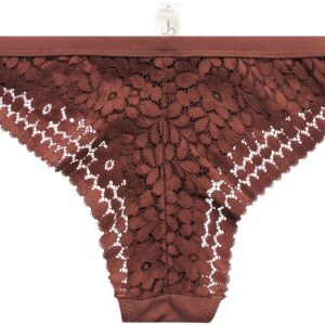 Jessica Simpson Women's Underwear - 3 Pack Microfiber Lace Tanga Panties (S-XL), Size Small, Brunette/Mellow Rose/Jet Black