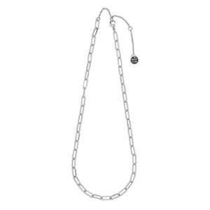 pura vida 14" silver plated simple paperclip choker necklace - adjustable chain, brass base - 3" extender