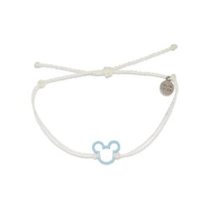 pura vida disney candy-coated blue mickey charm bracelet - adjustable band, 100% waterproof - white