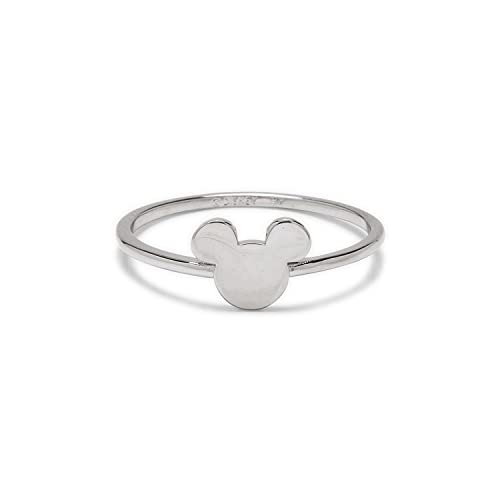 Pura Vida Silver Plated Disney Mickey Mouse Delicate Ring - Brass Base, Rhodium Plating - Size 9