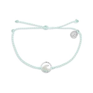 pura vida silver plated opaque resin wave bracelet - adjustable band, 100% waterproof - winterfresh