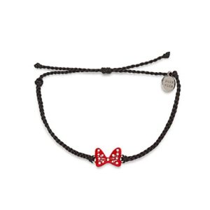 pura vida disney minnie mouse enamel bow bracelet - adjustable band, 100% waterproof - black