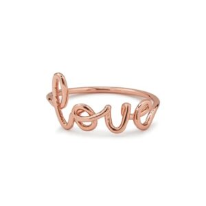pura vida rose gold plated love wire wrap ring - brass base band, stylish design - size 7