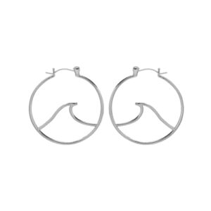 pura vida silver plated large wave hoop earrings - brass base, sterling silver posts - 1 pair