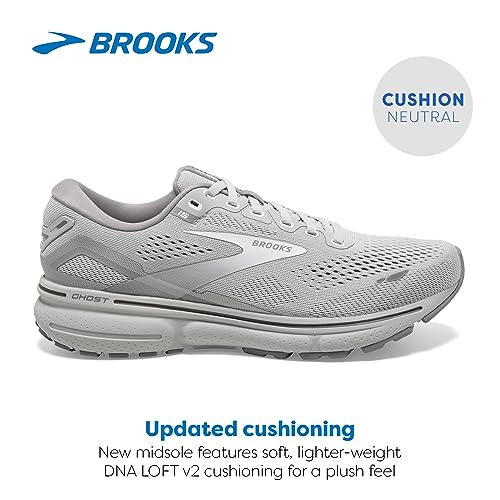 Brooks Women's Ghost 15 Neutral Running Shoe - Oyster/Alloy/White - 8.5 Medium