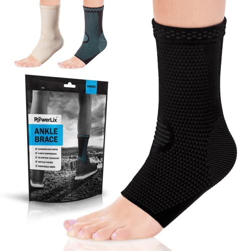 POWERLIX Ankle Brace Compression Support Sleeve for Injury Recovery, Joint Pain and More. Plantar Fasciitis Foot Socks with Arch Support, Eases Swelling, Heel Spurs, Achilles Tendon, Small