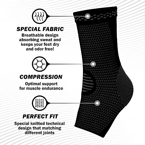 POWERLIX Ankle Brace Compression Support Sleeve for Injury Recovery, Joint Pain and More. Plantar Fasciitis Foot Socks with Arch Support, Eases Swelling, Heel Spurs, Achilles Tendon, Small