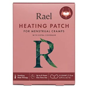 rael heating pad, herbal heating patches - period heating pads for cramps, heat therapy, large size for extra coverage, all skin types (8 count)