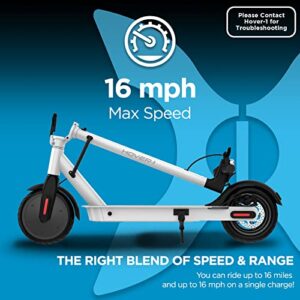 Hover-1 Jive Electric Scooter 16 MPH, 8 Mile Range, 5HR Charge, LCD Display, 8.5 Inch High Grip Tires, 264 LB Max Weight, Cert Tested, For Kids, Teens, Adults, White