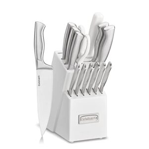 cuisinart c77ss-15pk 15-piece stainless steel hollow handle block set, glossy white