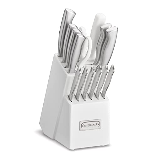 Cuisinart C77SS-15PK 15-Piece Stainless Steel Hollow Handle Block Set, Glossy White