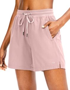 yyv women's 5" hiking golf shorts quick dry athletic shorts for summer outdoor casual with pockets(pink medium)