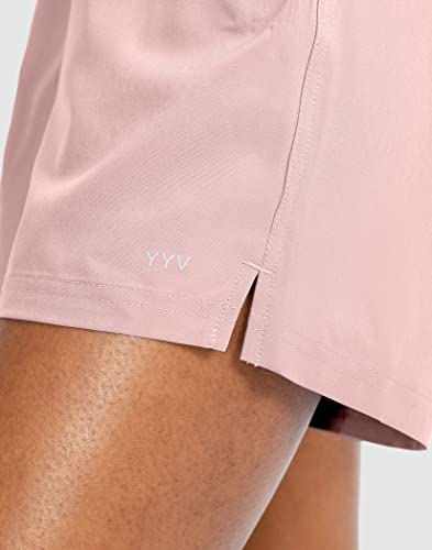 YYV Women's 5" Hiking Golf Shorts Quick Dry Athletic Shorts for Summer Outdoor Casual with Pockets(Pink Medium)