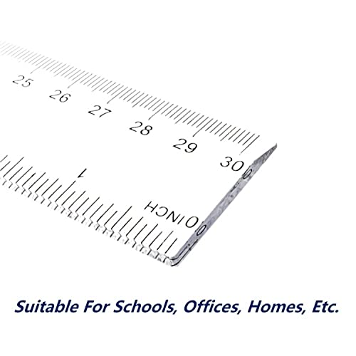 Kyweel 2 Packs of Plastic Ruler Measuring Tools, Suitable for Schools, Offices, Homes, with Inches and Metric (Transparent, 12 Inches)