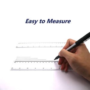 Kyweel 2 Packs of Plastic Ruler Measuring Tools, Suitable for Schools, Offices, Homes, with Inches and Metric (Transparent, 12 Inches)
