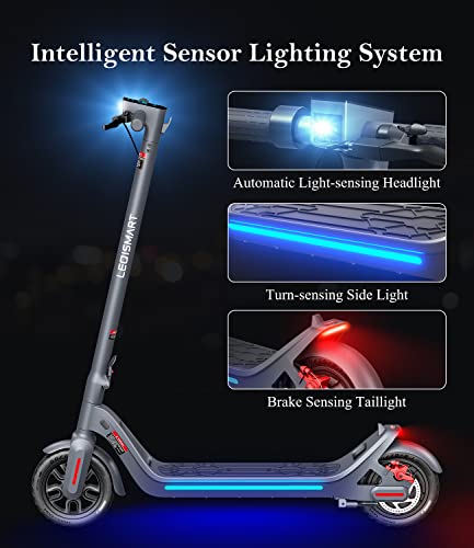 LEQISMART Electric Scooter for Adults with 9" Solid Tires & 350W Motor,Dual Brakes, Foldable Electric Scooter, Max 28Miles Range &Up to15.5MPH