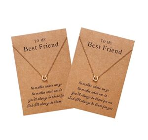 lusenme best friend necklaces for 2 good luck elephant necklace horseshoe necklace for women girls bff (gold horseshoe)
