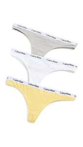 calvin klein underwear women's carousel thong pack, lime/white/grey heather-925, xl