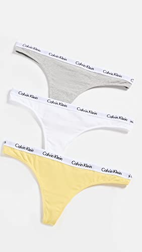 Calvin Klein Underwear Women's Carousel Thong Pack, Lime/White/Grey Heather-925, XL