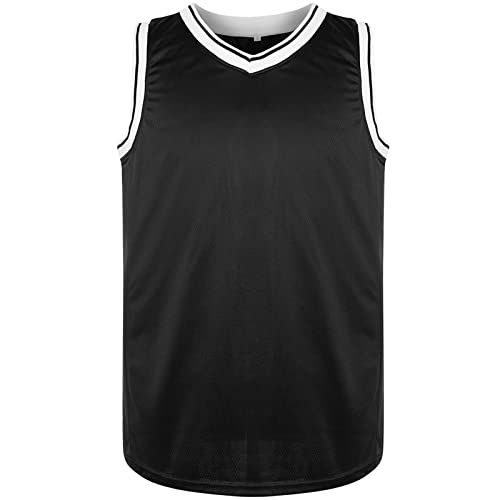 MESOSPERO Blank Basketball Jersey Reversible Men's Mesh Athletic Sports Shirts Training Practice S-3XL (XX-Large, Black)