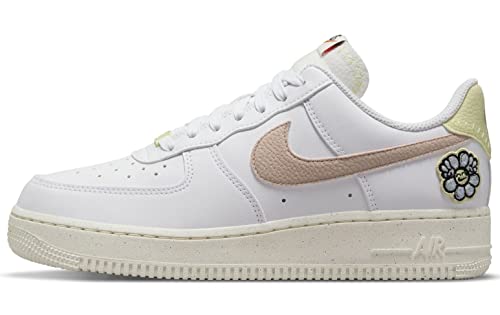 Nike Women's AIR Force 1 '07 Next Nature Shoes, White/Boarder Blue/Citron Tint/Pink Oxford, 8