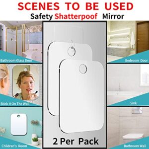 Shatterproof Shower Mirror Fogless for Shaving(2 Pack,Larger 10.7x8 inch)43% Than Original,Unbreakable Deluxe Plexiglass Makeup Mirror,Largest Bathroom Wall Hanging,Portable Handheld Camping,Silver