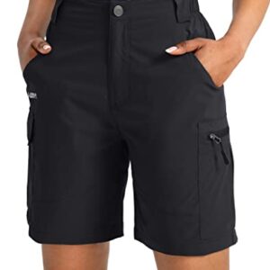 Viodia Women's 7" Hiking Cargo Shorts with Pockets Quick Dry Lightweight Shorts for Women Golf Casual Summer Shorts Black