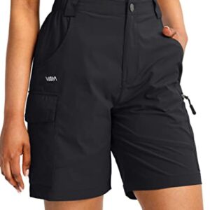 Viodia Women's 7" Hiking Cargo Shorts with Pockets Quick Dry Lightweight Shorts for Women Golf Casual Summer Shorts Black