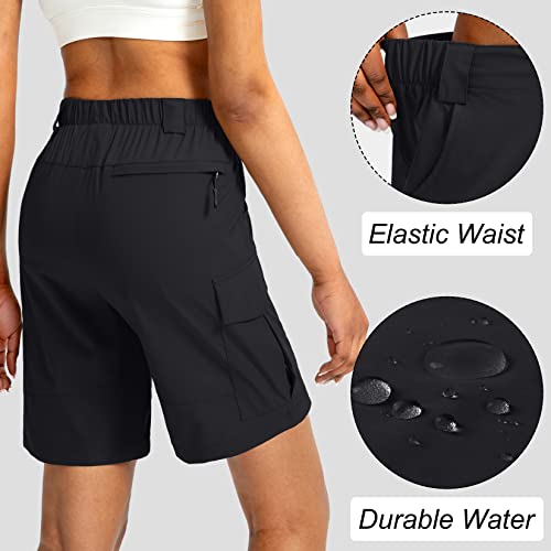 Viodia Women's 7" Hiking Cargo Shorts with Pockets Quick Dry Lightweight Shorts for Women Golf Casual Summer Shorts Black