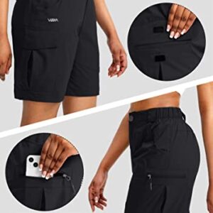 Viodia Women's 7" Hiking Cargo Shorts with Pockets Quick Dry Lightweight Shorts for Women Golf Casual Summer Shorts Black