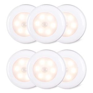motion sensor lights indoor, star-spangled high cri stick on stair puck lights battery operated, cordless led step night light for under cabinet, hallway, stairway, closet, kitchen (warm white, 6pack)