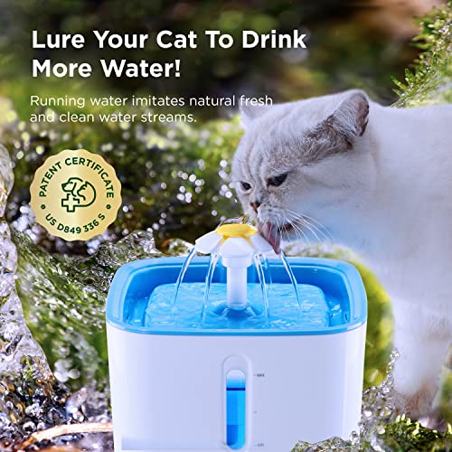 Ciays Cat Water Fountain - Automatic Pet 84oz/2.5L Water Dispenser with 3 Replacement Filters for Dogs, Multiple Pets
