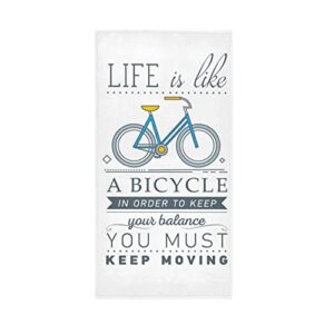 bolaz bath towels hand towels for bathroom washcloths face cloths cotton inspirational quote bicycle decorative absorbent soft 30x15in