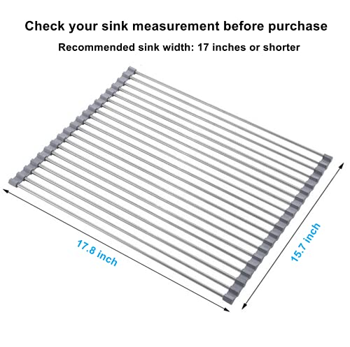 Seropy Roll Up Dish Drying Rack Over The Sink Dish Drainer for Kitchen Sink 17.5 x 15.7 Inch and Clothes Drying Racks for Laundry Foldable 10 Clips 6 Pack Sock Hanger
